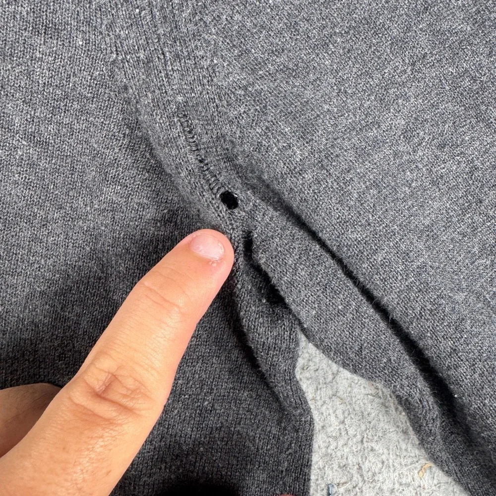 AllSaints Sweater Men's Medium Gray Ribbed Knit Elbow Patch Long Sleeve‎ Preppy